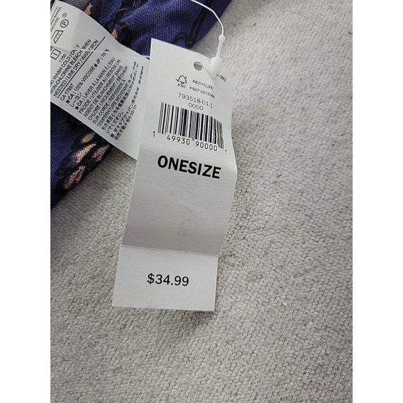 NEW Banana Republic Factory Women OS Long Rectangle Scarf Navy Floral Fringe - Picture 3 of 9